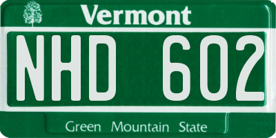 VT license plate NHD602
