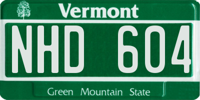 VT license plate NHD604