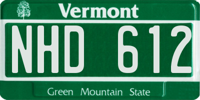 VT license plate NHD612