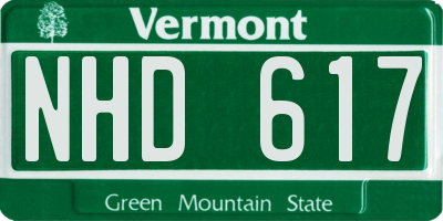 VT license plate NHD617