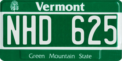 VT license plate NHD625