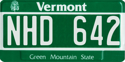VT license plate NHD642