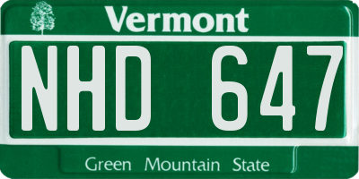 VT license plate NHD647