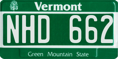 VT license plate NHD662