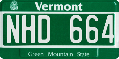 VT license plate NHD664