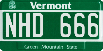 VT license plate NHD666