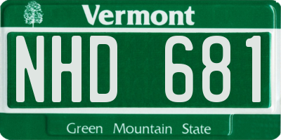 VT license plate NHD681