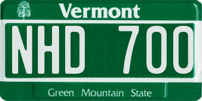 VT license plate NHD700