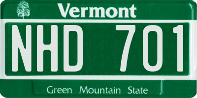VT license plate NHD701