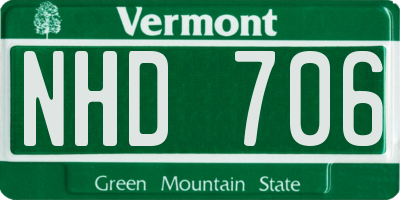 VT license plate NHD706