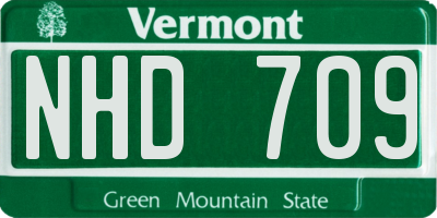 VT license plate NHD709