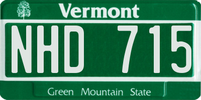 VT license plate NHD715