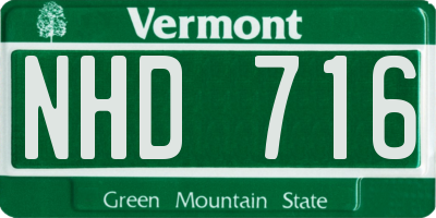 VT license plate NHD716