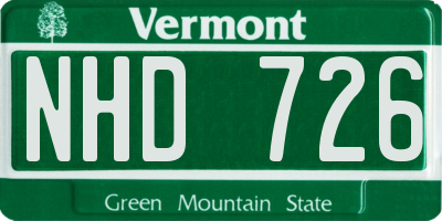VT license plate NHD726