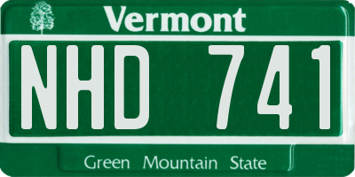 VT license plate NHD741