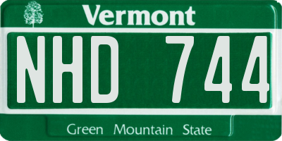 VT license plate NHD744