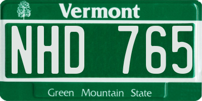 VT license plate NHD765
