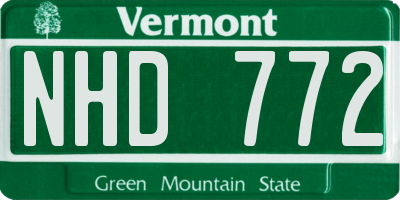 VT license plate NHD772