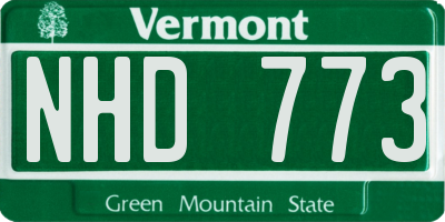 VT license plate NHD773