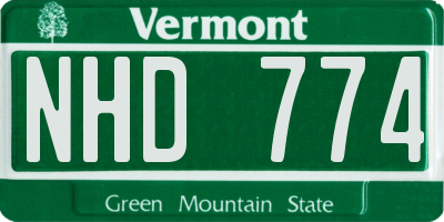 VT license plate NHD774