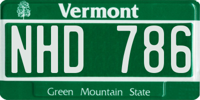 VT license plate NHD786