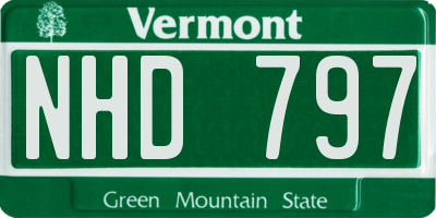 VT license plate NHD797