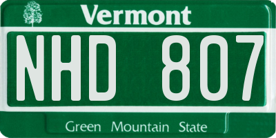 VT license plate NHD807