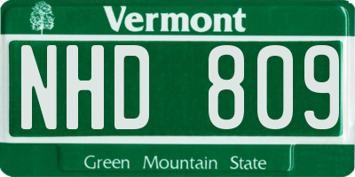 VT license plate NHD809