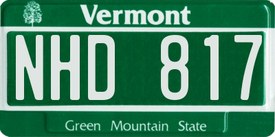 VT license plate NHD817