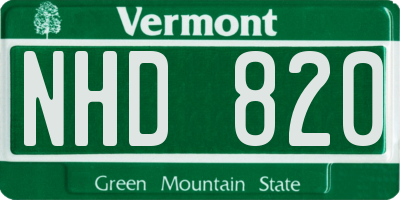 VT license plate NHD820