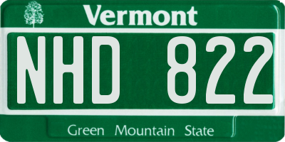 VT license plate NHD822