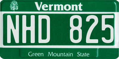 VT license plate NHD825