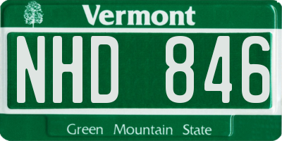 VT license plate NHD846