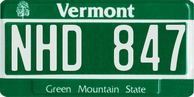VT license plate NHD847