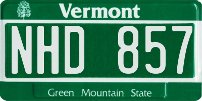 VT license plate NHD857