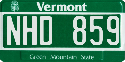VT license plate NHD859