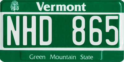 VT license plate NHD865