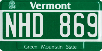 VT license plate NHD869