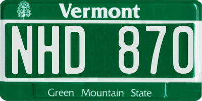 VT license plate NHD870