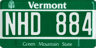VT license plate NHD884