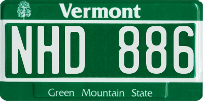 VT license plate NHD886