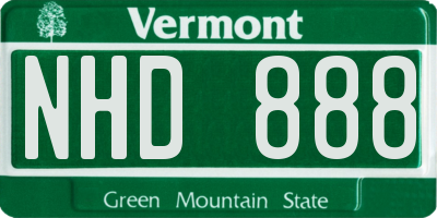 VT license plate NHD888