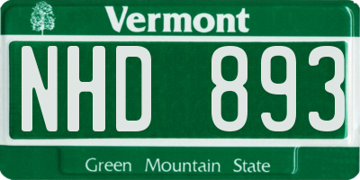 VT license plate NHD893