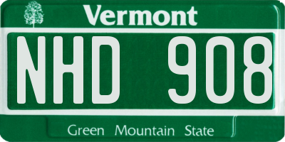 VT license plate NHD908
