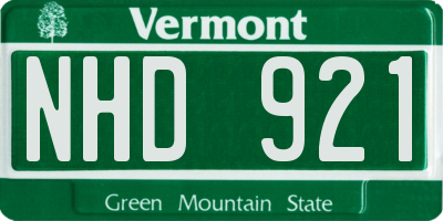VT license plate NHD921