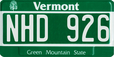VT license plate NHD926