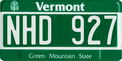 VT license plate NHD927