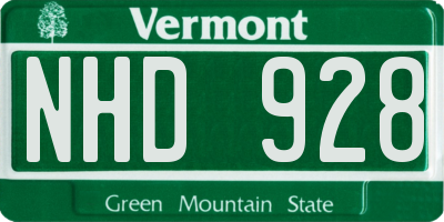 VT license plate NHD928