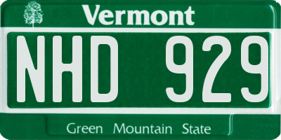 VT license plate NHD929