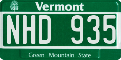 VT license plate NHD935